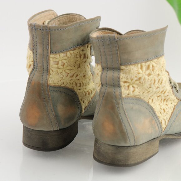 Steve Madden Womens Thunder Boots Size 6.5 Blue Leather Lace Up Distressed Boho - Picture 3 of 12